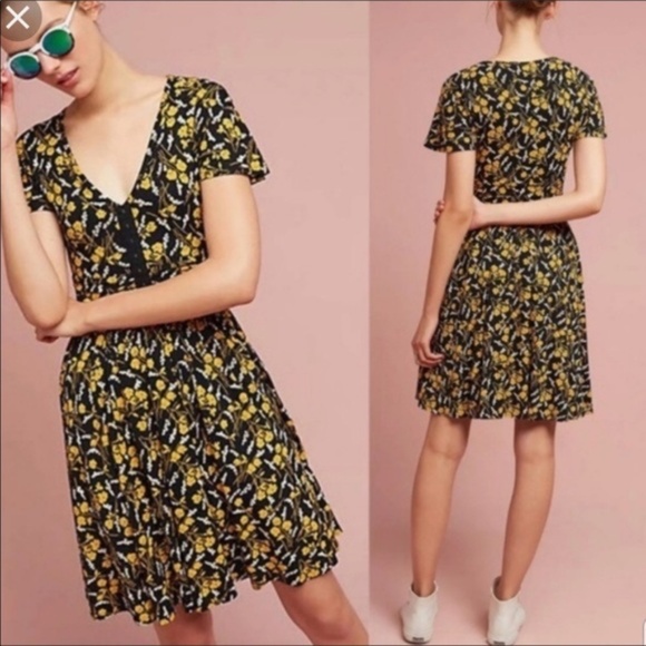 XS MAEVE | Black and Yellow Floral Corset Maxi Dress - Picture 1 of 4